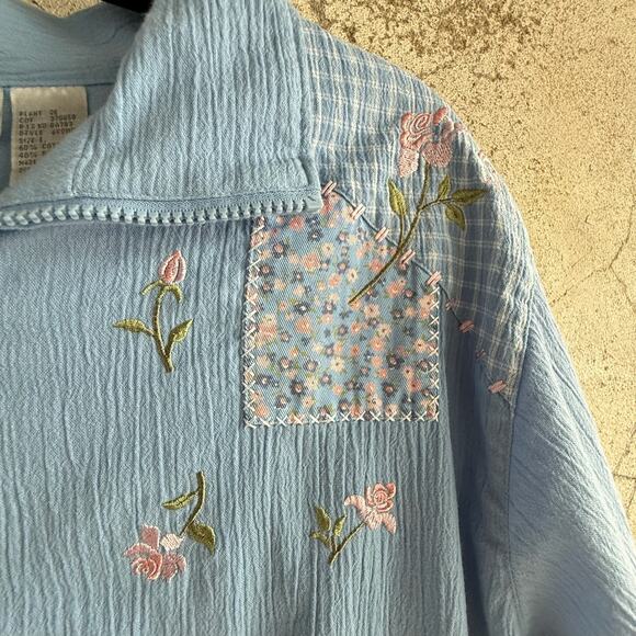 Vtg 90s Jacket‎ Embroidered Patchwork Ditsy Floral Womens L Cottagecore Grandma - Picture 4 of 7
